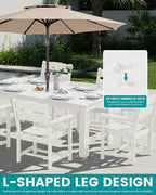 SERWALL Outdoor Dining Table Set, 67‘’ HDPE Patio Dining Set - Image 5