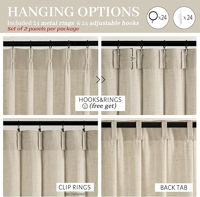 Pinch Pleated Extra Wide 70 Inch High Ceiling Curtains 108 Inches Long 2 Panels - Image 5