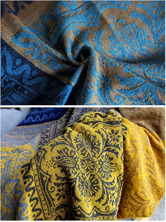 Bohemian Throw Blanket for Couch，Colorful Chenille Tassels Boho Woven Hippie - Image 9