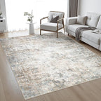 5x7 Area Rug Living Room: Modern Washable Indoor Soft Carpet Brown | by FXRHLP