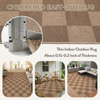 Lahome Checkered Easy Jute Living Room Rug, 5x7 Outdoor Patio Rugs Washable | - Image 4