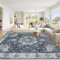 Area Rug 9x12 Washable Rug, Vintage Boho Medallion Rugs Non-Slip Soft Low Pile by VECARF