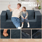 Folding Bean Bag Chair for Adults, 3-in-1 Bean Bag Couch Faux Fur Floor Sofa - Image 8