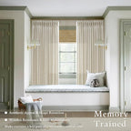 Short Pinch Pleated Light Filtering Flax Linen Tan Curtains 50x45 2 Panels | - Image 3