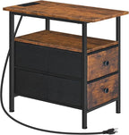 HOOBRO End Table with Charging Station, Narrow Side Table, Nightstand with 2 by HOOBRO