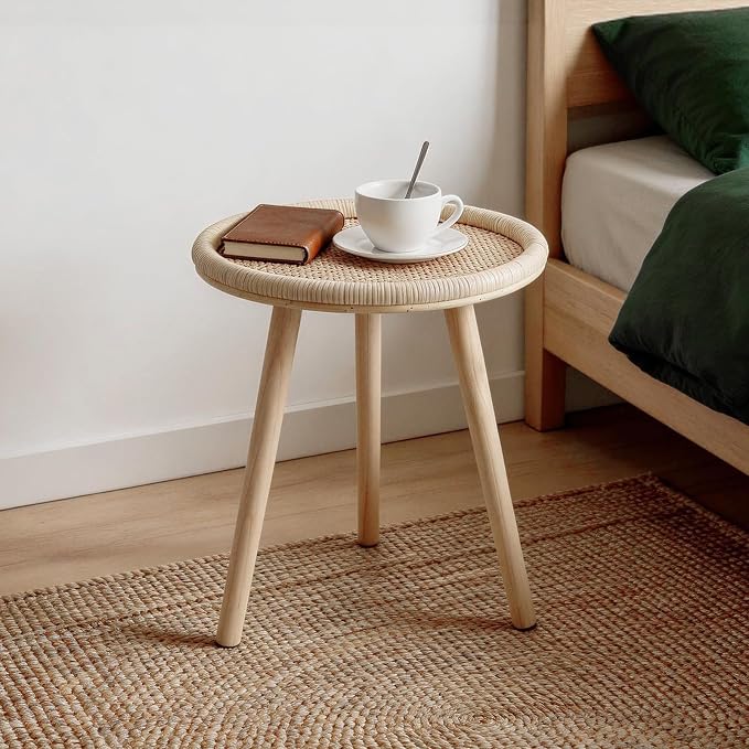 Small Rattan Side Table, Round Side Table - Image 7