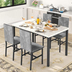 AWQM 5 Piece Dining Table Set for 4, Faux Marble Kitchen Table and Chairs for 4 - Image 3