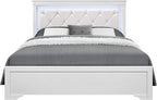 Overstock Global Furniture USA Pompei Metallic White Queen Bed w/LED Light - Image 4