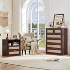 LEYAOYAO Rattan Dresser for Bedroom Set of 2, Modern 6 Drawers Boho Dressers - Image 9