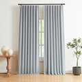 Vision Home Blue Gray Pinch Pleated Full Blackout Curtains Linen Blended Room by VisionHome