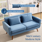 Tbfit 65" W Loveseat Sofa, Velvet Mid Century Modern Love Seat Couches - Image 4