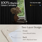 80 Inch Pinch Pleated Linen Black Out Curtains - Image 3