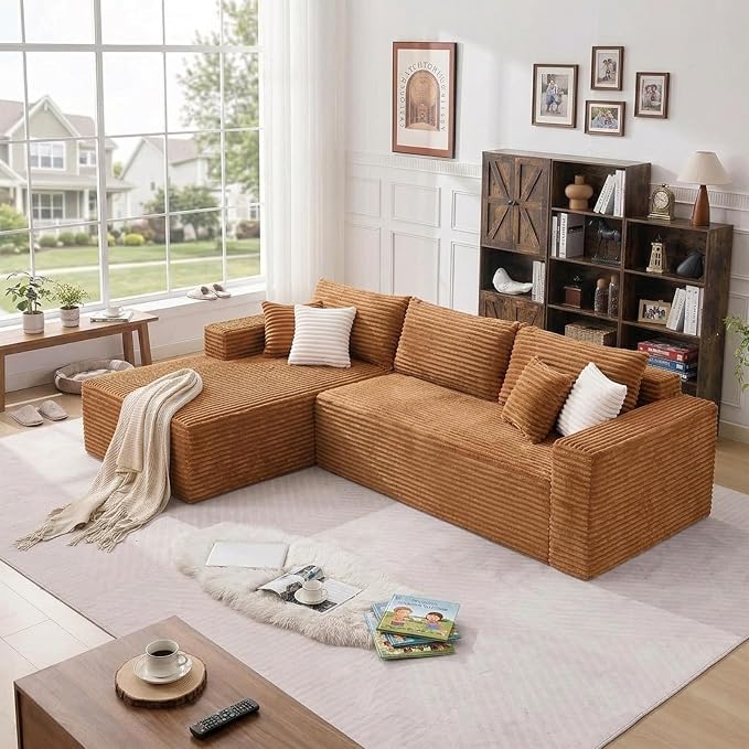 108" Boneless Couch Modular Sectional Sofa, L-Shaped Couch - Image 6