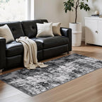Rugflix 2x8 Runner Rug for Hallway, Washable Black Grey Kitchen Runners | - Image 2