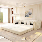 90.6'' Velvet Folding Floor Sofa Bed by Unknown