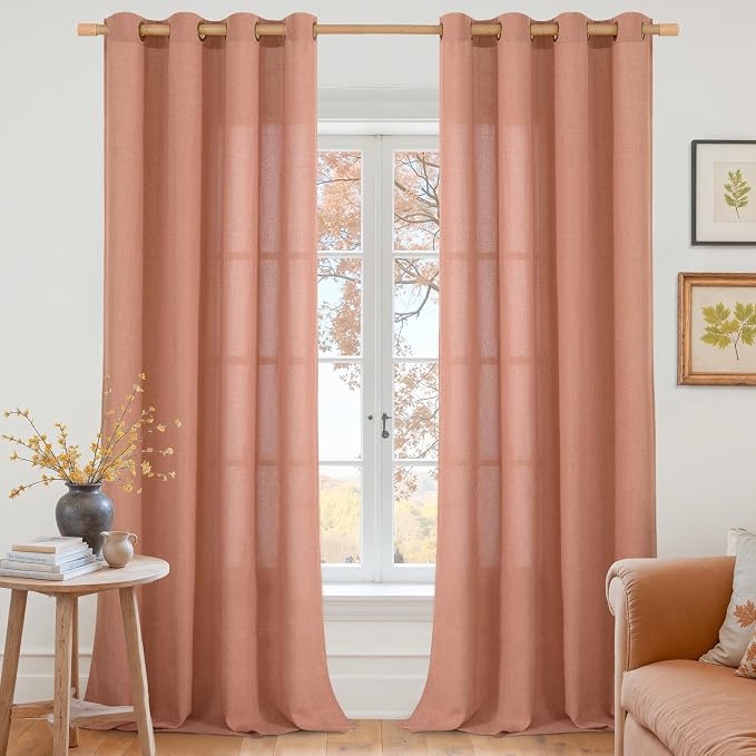 YoungsTex Terracotta Linen Curtains 95 Inch Length by YoungsTex