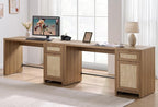 SICOTAS Rattan Home Office Desk, 2 Pieces Farmhouse Boho Executive Desk by SICOTAS