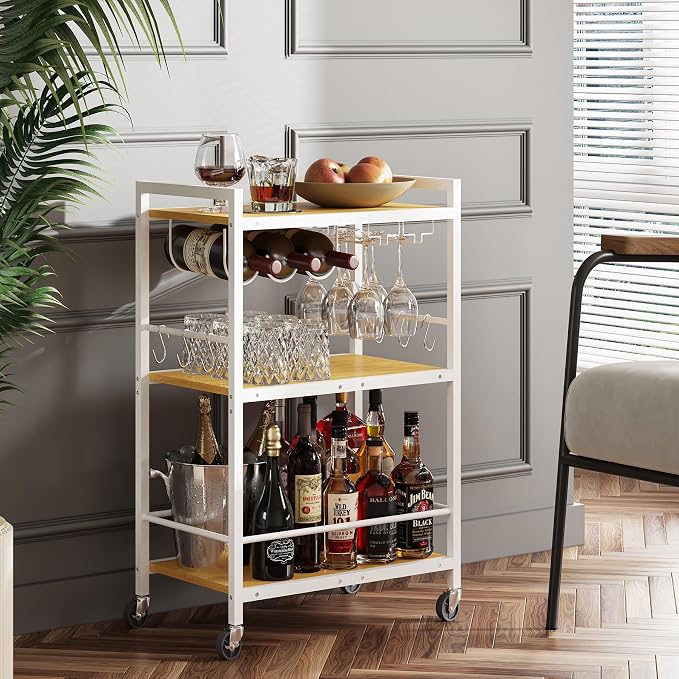 TUTOTAK Bar Cart, Serving Cart for Home, Microwave Cart, Drink Cart, Mobile - Image 5