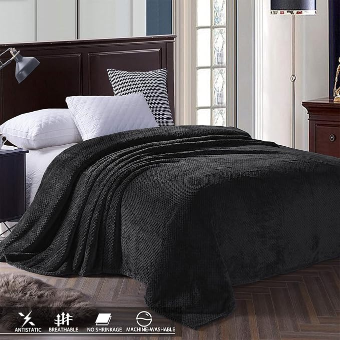 Exclusivo Mezcla Soft Waffle Fleece Bed Blanket Twin Size, Cozy Fluffy Design - Image 3