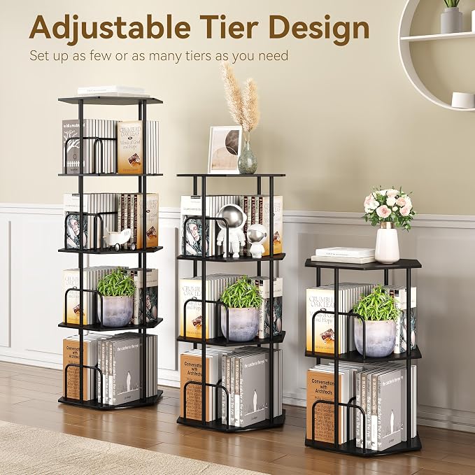 SUNMORY 4 Tier Rotating Bookshelf Tower, Revolving 360 ° Spinning Bookcase - Image 5