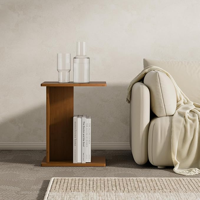RECCI Solid Bamboo C-Shaped End Table Set of 2 - Image 9