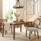 HNY Mid Century Modern Rattan Dining Chairs Set of 2, Farmhouse Linen by HNY
