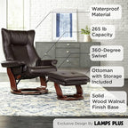 Benchmaster Morgan Java Swivel Faux Leather Recliner Chair - Image 3
