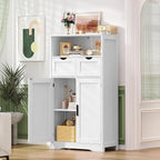 Iwell Bathroom Cabinet with Doors and Drawers, Freestanding Bathroom Storage - Image 2