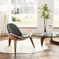 Modern Shell Lounge Accent Chairs, Faux Genuine Leather Mid Century Armless by OTDMEL