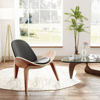 Modern Shell Lounge Accent Chairs, Faux Genuine Leather Mid Century Armless by OTDMEL