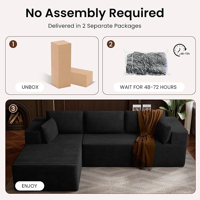 106" Cloud Sectional Boneless Couches - Image 6