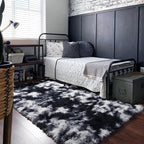 Black White Grey Bedroom Rugs 4x6 Ft, Soft Fuzzy Plush Indoor Floor Area Rug | - Image 9