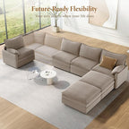 Vesgantti 142" U Shaped Sectional Couch, Comfy Cloud Modular Sectional Sofa - Image 8