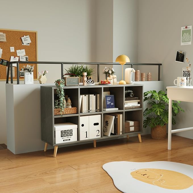 8-Cube Bookshelf 2 Tier Retro Bookcase - Image 2