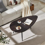 SAYGOER Oval Coffee Table Espresso Wood Mid Century Modern Coffee Tables Unique - Image 2