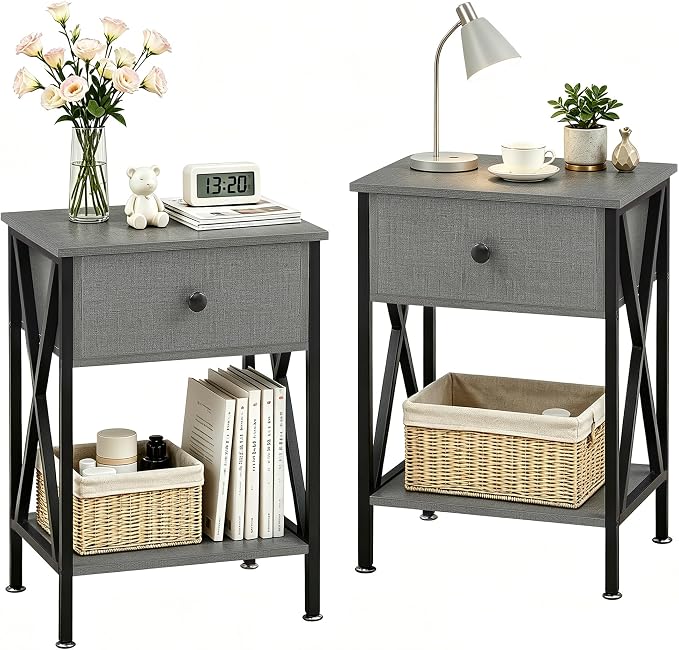 VECELO Nightstands Set of 2, Modern Bedside End Tables, Night Stands by VECELO