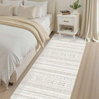 cotiled Hallway 2.6x8 Runner Rugs Washable Boho Rug Brown/Cream | Stain - Image 3