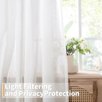 YoungsTex White Linen Light Filtering Curtains 84 Inches Long 2 Panels - Image 3