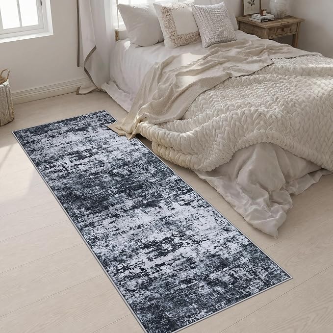 2x6 Washable Runner Rug：Modern Abstract Kitchen Carpet Black | - Image 4