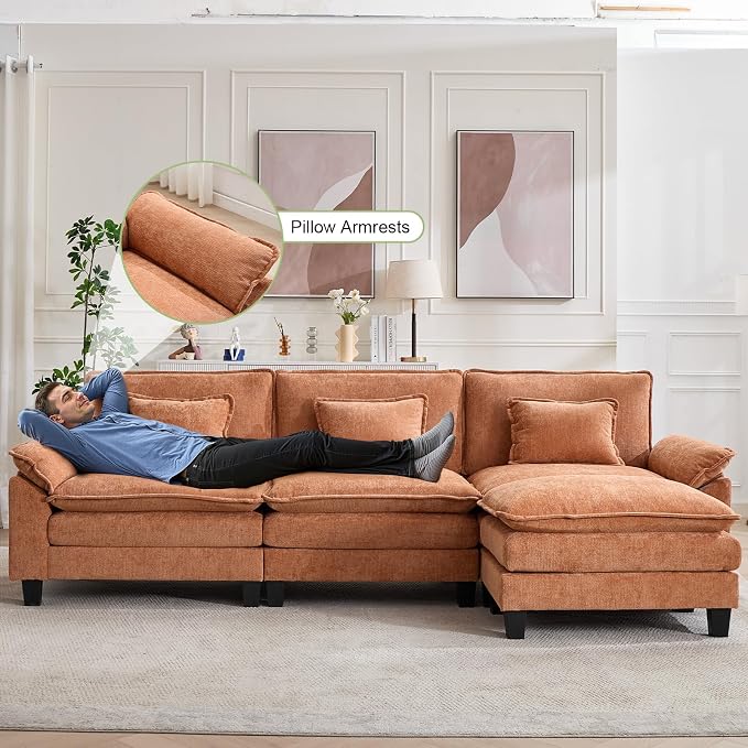 Oprisen 120" Modular Sectional Sofa, Comfy Cloud Couch Sectional Sofa - Image 4