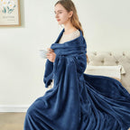 BEDELITE Fleece Blanket Soft Plush King Size Bed Blanket Navy 108"x90" | Ultra - Image 4