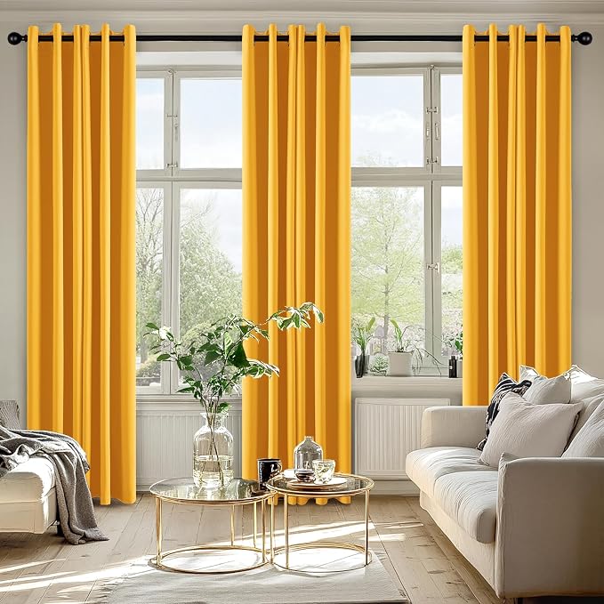 MIULEE Blackout Curtains for Bedroom 2 Panels 40 x 72 Inch Long Yellow | - Image 6