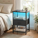 Fixwal Night Stand with Charging Station, LED Nightstand Side Table with Fabric - Image 2