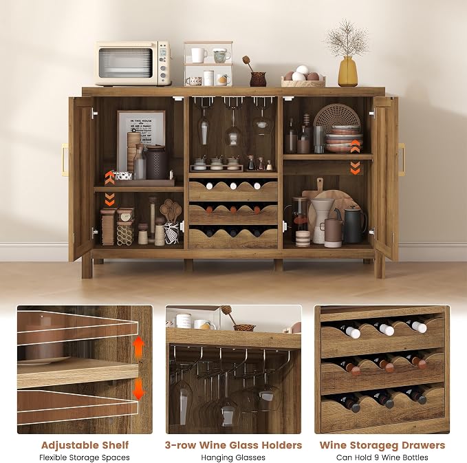 Rattan Wine Bar Cabinet, Boho Rattan Home Bar - Image 7