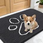 OLANLY Dog Door Mat for Muddy Paws 24x16, Paw Print Design Chenille Mud Mat | by OLANLY