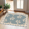 Front Door Mat Indoor Outside Entrance 2x3 Blue Scalloped Entry Rug | Non-Slip by Othilic