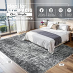 9x12 Area Rugs for Living Room Washable Bedroom Dining Room Black Grey | Modern - Image 2