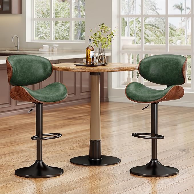 YaFiti Bar Stools Set of 4, Bentwood Adjustable Height Swivel Bar Stools - Image 6