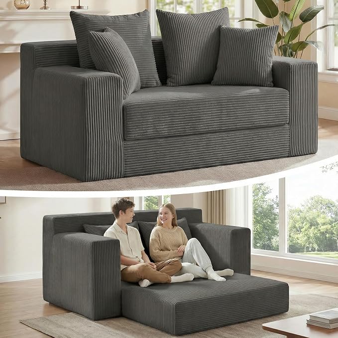 3-in-1 Convertible Sofa Bed, Boneless Loveseat Sleeper & Folding Couch Bed by Winzoo