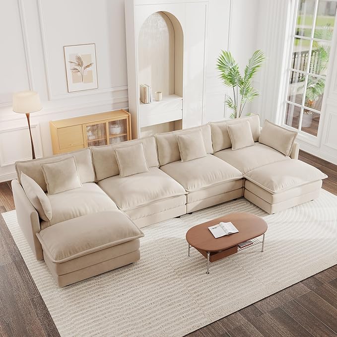mikibama Modular Sectional Sofa, 146.5 Inch U Shaped Couch Set by Mikibama